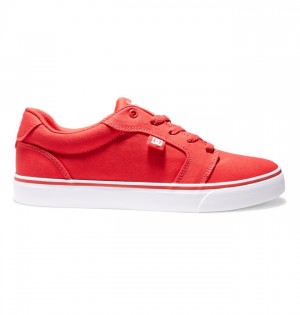 Hombre Anvil DC Shoes Platene Rojas Blancas | GQF-934857