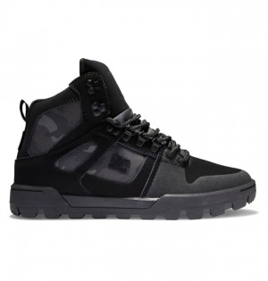 Hombre Botas de Invierno DC Shoes Pure High-Top Vody-Resistant Negras Gris | AZI-601584