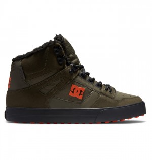 Hombre Botas de Invierno DC Shoes Pure High-Top Verde Oliva Naranjas | NBI-745289