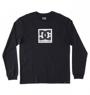 Hombre Camiseta DC Shoes DC Square Star Long Sleeve Negras | VQI-631597