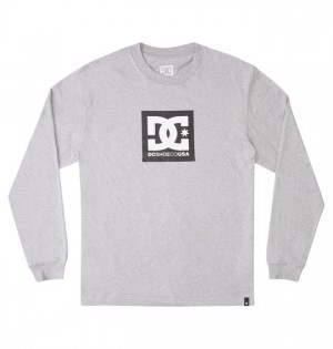 Hombre Camiseta DC Shoes DC Square Star Long Sleeve Gris | IAQ-708216