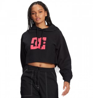 Mujer Sudadera con Capucha DC Shoes Cropped 2 Negras Fucsia | BLZ-973028