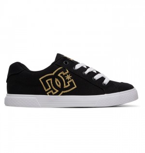 Mujer Tenis DC Shoes Chelsea Platene Negras Doradas | HSN-591762