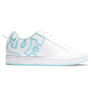 Mujer Tenis DC Shoes Court Graffik Blancas Blancas Azules | YXC-275146