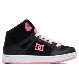 Niños Pure DC Shoes High-Top Negras Rosas | PES-718493