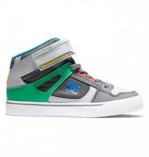 Niños Pure DC Shoes High Elastic Krajkové High-Top Gris Verde | QXJ-076532