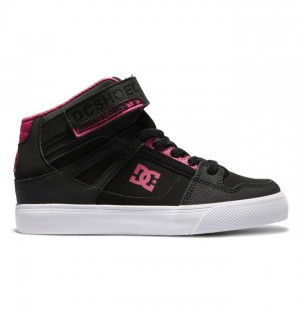 Niños Pure DC Shoes High Elastic Krajkové High-Top Negras Rosas Negras | PCG-239584