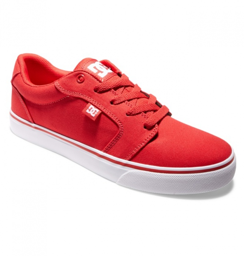 Hombre Anvil DC Shoes Platene Rojas Blancas | GQF-934857