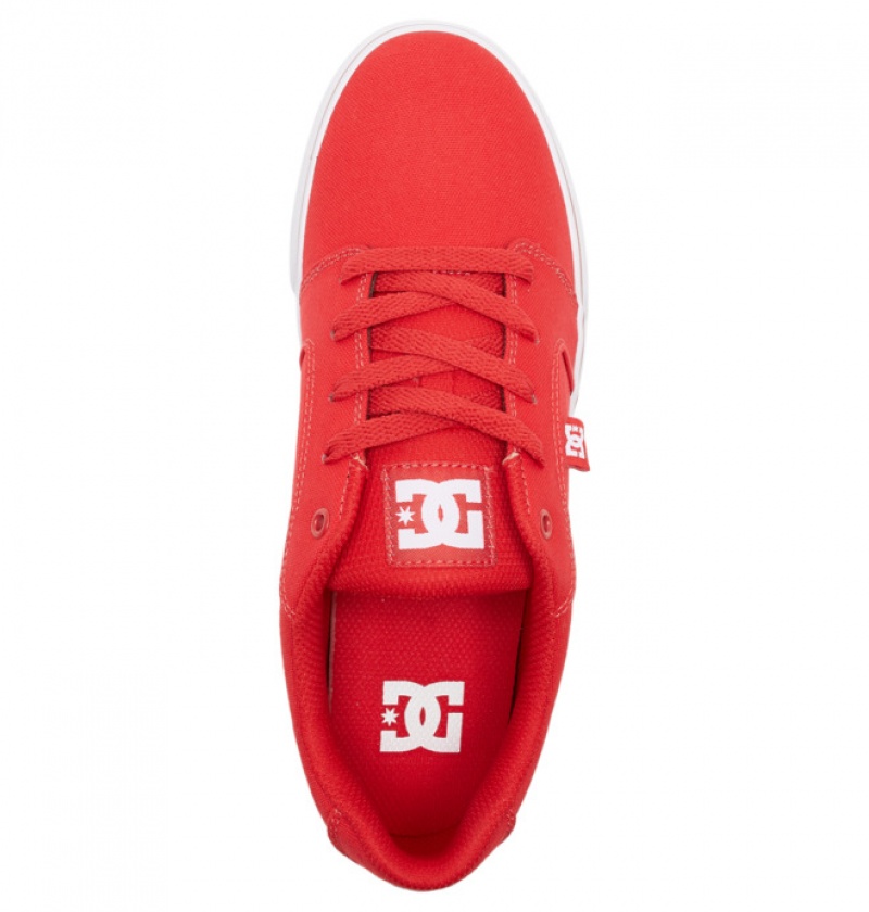 Hombre Anvil DC Shoes Platene Rojas Blancas | GQF-934857