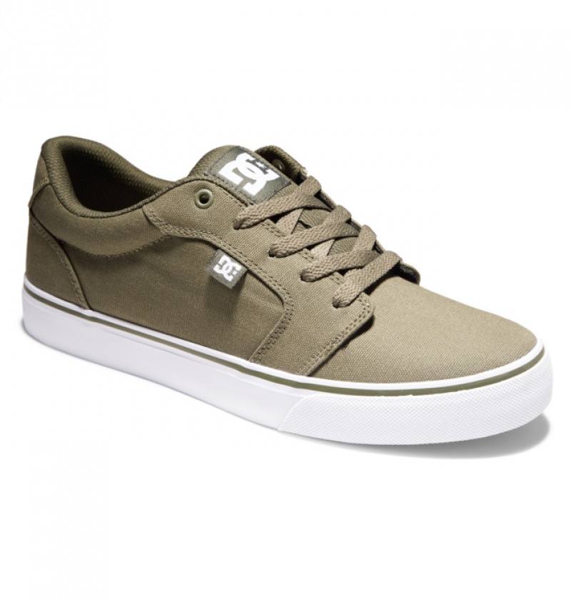 Hombre Anvil DC Shoes Platene Verde Oliva Blancas | EIL-756284