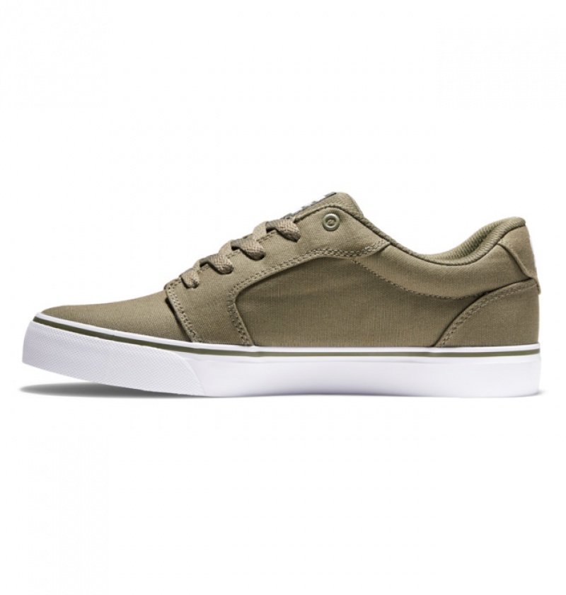 Hombre Anvil DC Shoes Platene Verde Oliva Blancas | EIL-756284