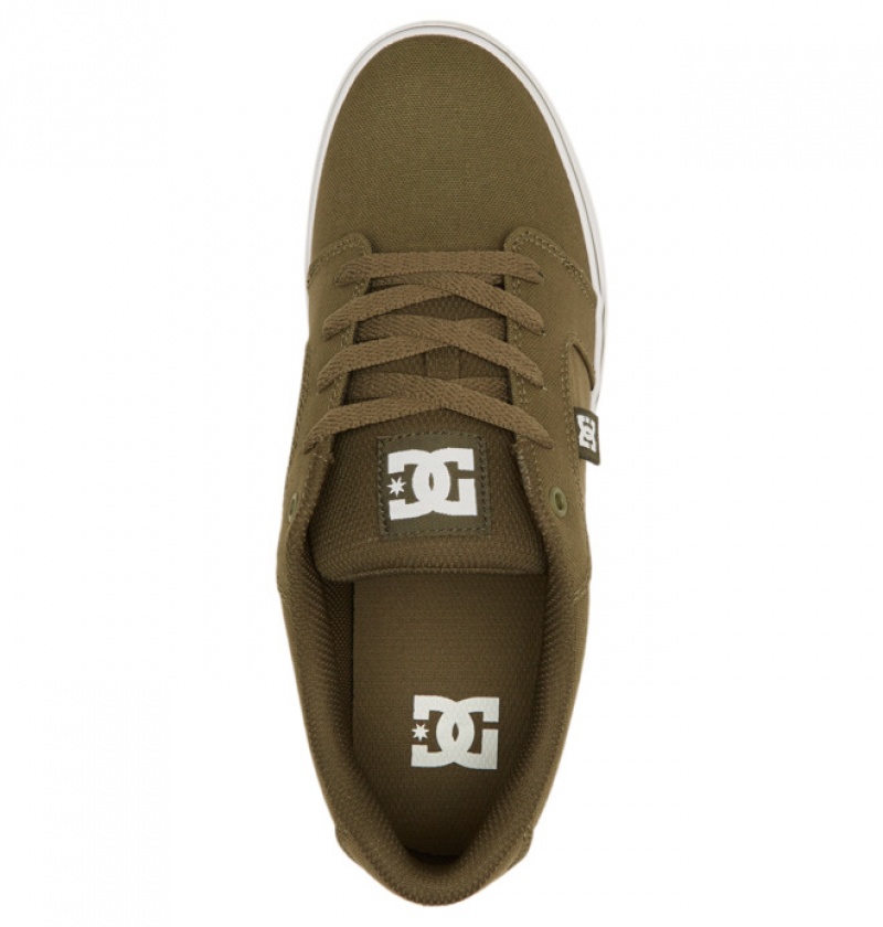 Hombre Anvil DC Shoes Platene Verde Oliva Blancas | EIL-756284