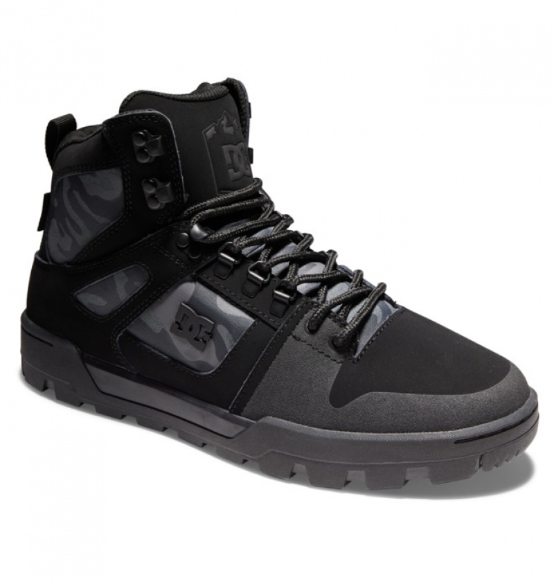 Hombre Botas de Invierno DC Shoes Pure High-Top Vody-Resistant Negras Gris | AZI-601584