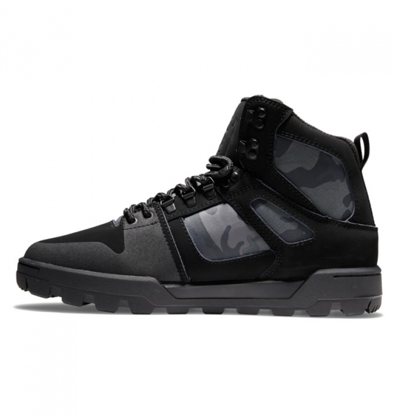 Hombre Botas de Invierno DC Shoes Pure High-Top Vody-Resistant Negras Gris | AZI-601584