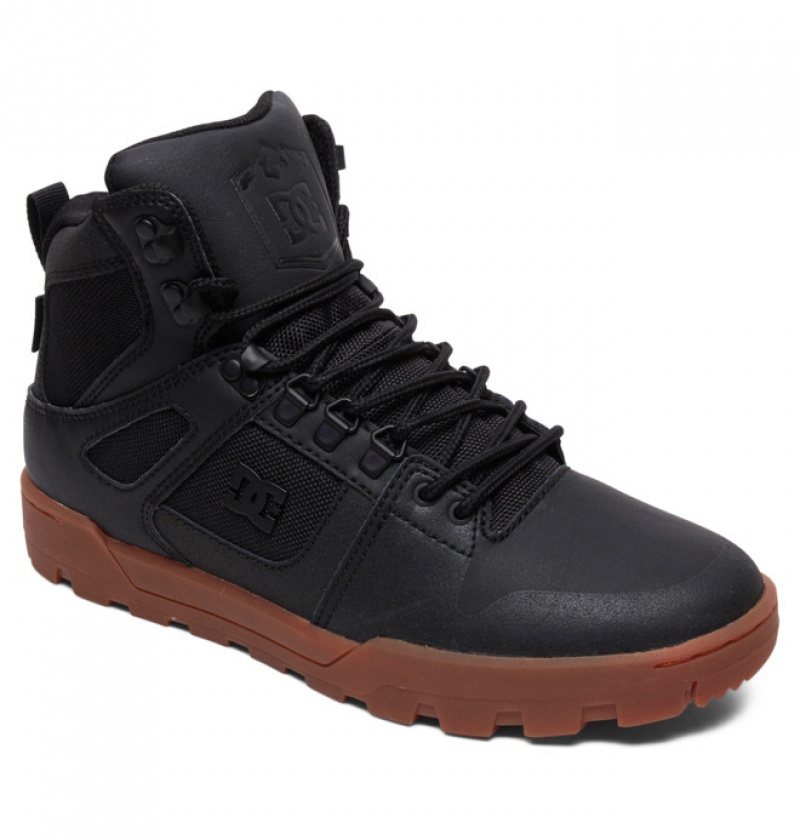 Hombre Botas de Invierno DC Shoes Pure High-Top Vody-Resistant Negras | CAT-306429