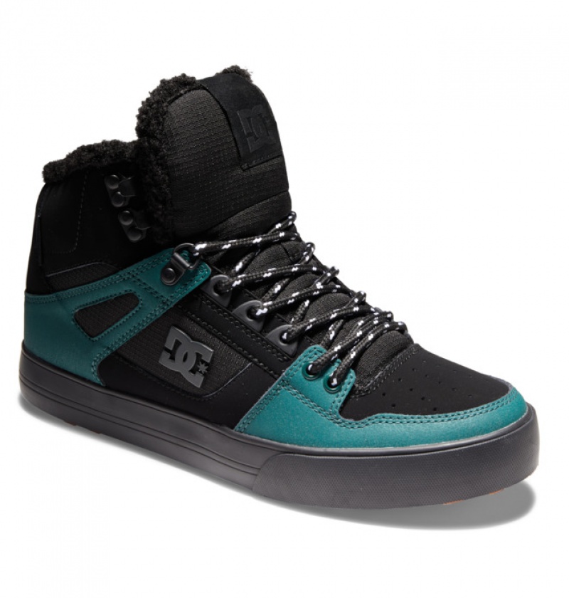 Hombre Botas de Invierno DC Shoes Pure High-Top Negras Negras Verde | HNQ-154609