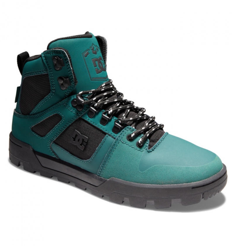 Hombre Botas de Invierno DC Shoes Pure High-Top Vody-Resistant Verde Oscuro | CDK-231496