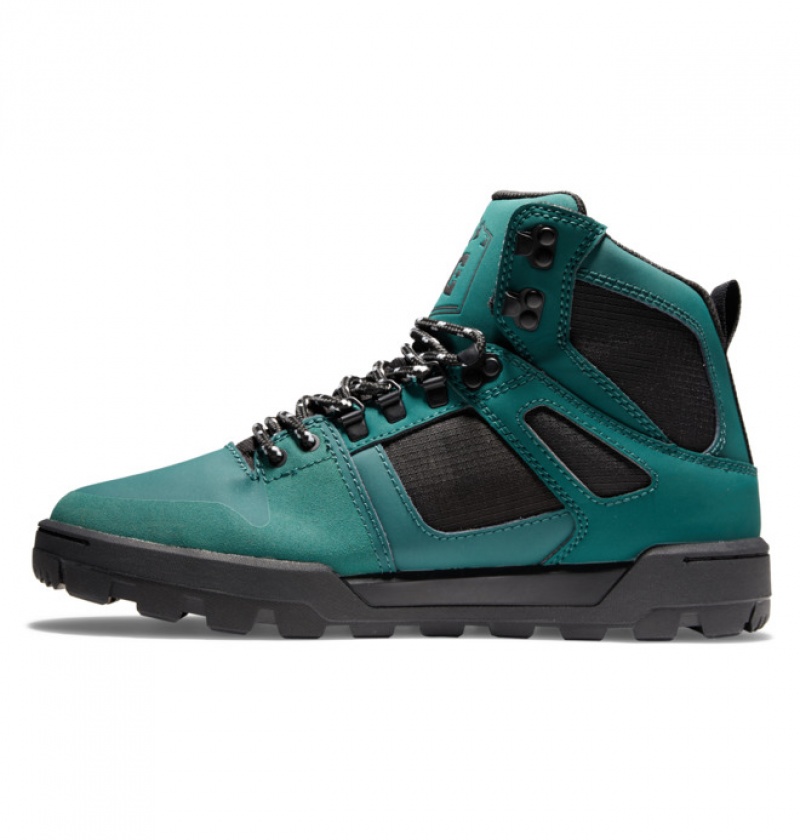 Hombre Botas de Invierno DC Shoes Pure High-Top Vody-Resistant Verde Oscuro | CDK-231496