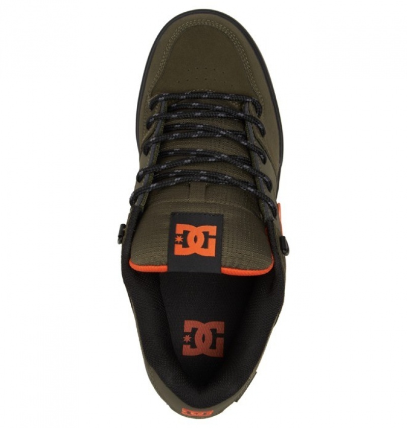 Hombre Botas de Invierno DC Shoes Pure Winterized Skate Verde Oliva Naranjas | RDX-813705