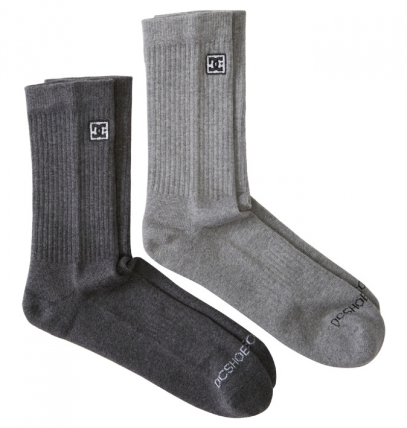 Hombre Calcetines DC Shoes 2-Pack Crew Gris Claro | DJY-604182