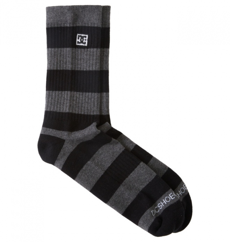 Hombre Calcetines DC Shoes Stripe 2-Pack Crew Negras | BXV-072314