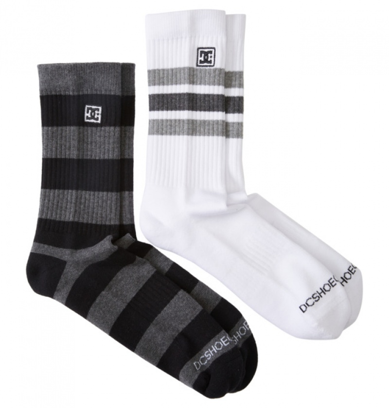 Hombre Calcetines DC Shoes Stripe 2-Pack Crew Negras | BXV-072314