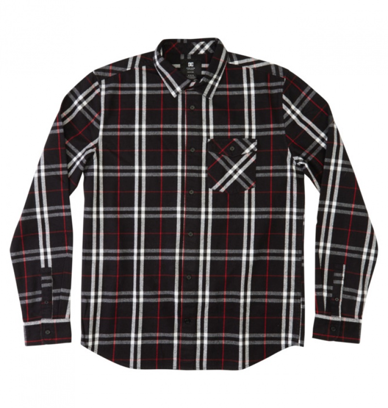 Hombre Camisas DC Shoes Marshal Long Sleeve Negras Rojas | ODP-496512