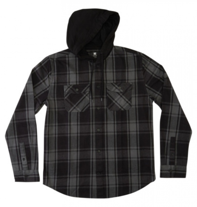 Hombre Camisas DC Shoes Ruckus Ed Long Sleeve S Kapucí Negras Gris Oscuro | ZLP-459738