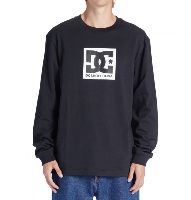 Hombre Camiseta DC Shoes DC Square Star Long Sleeve Negras | VQI-631597