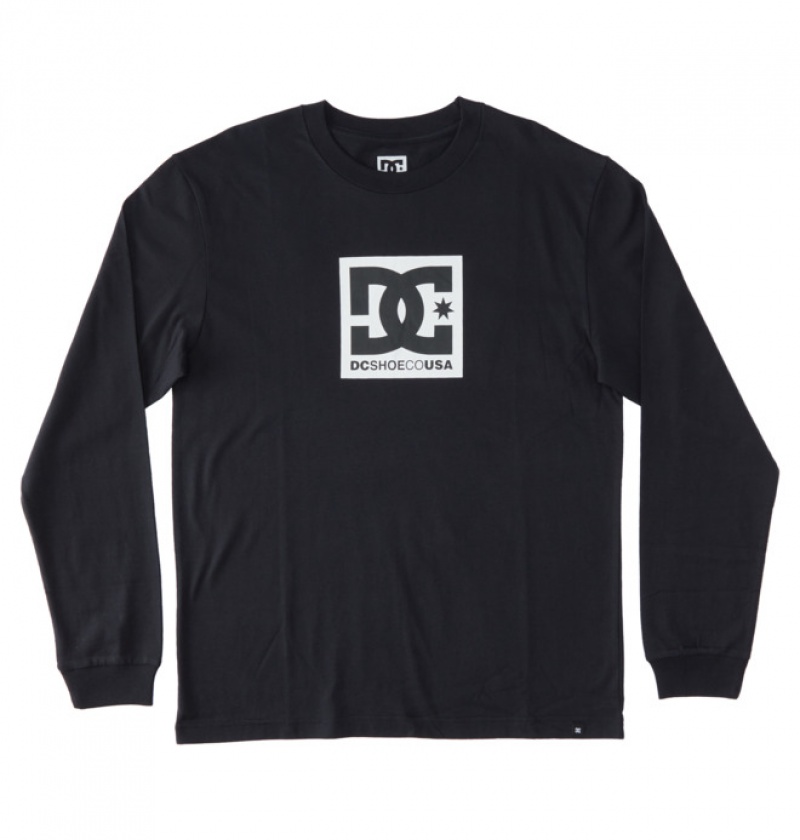 Hombre Camiseta DC Shoes DC Square Star Long Sleeve Negras | VQI-631597