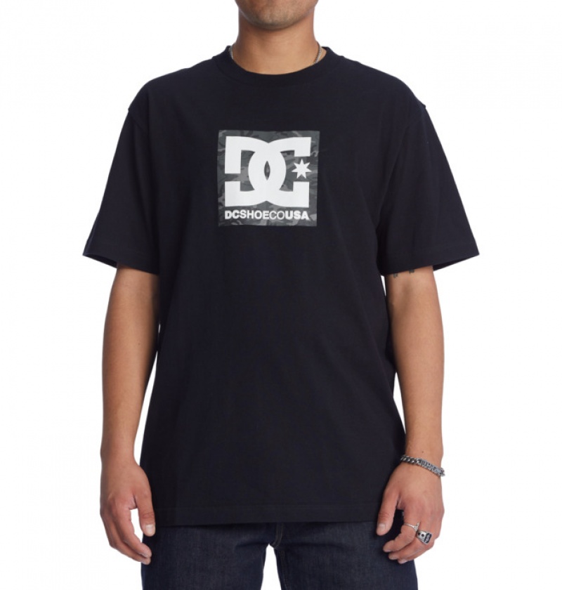 Hombre Camiseta DC Shoes DC Square Star Fill Negras Negras Camuflaje | GLE-069532