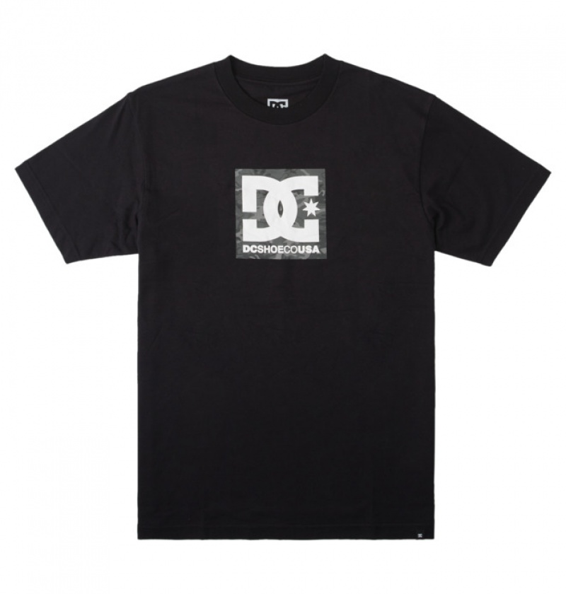 Hombre Camiseta DC Shoes DC Square Star Fill Negras Negras Camuflaje | GLE-069532