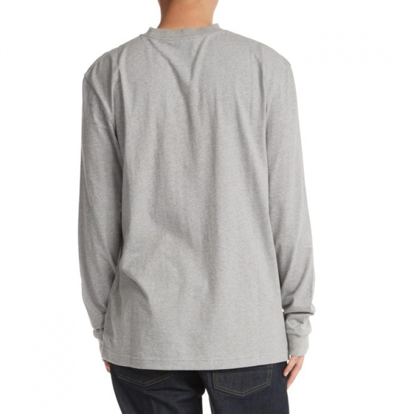 Hombre Camiseta DC Shoes DC Square Star Long Sleeve Gris | IAQ-708216