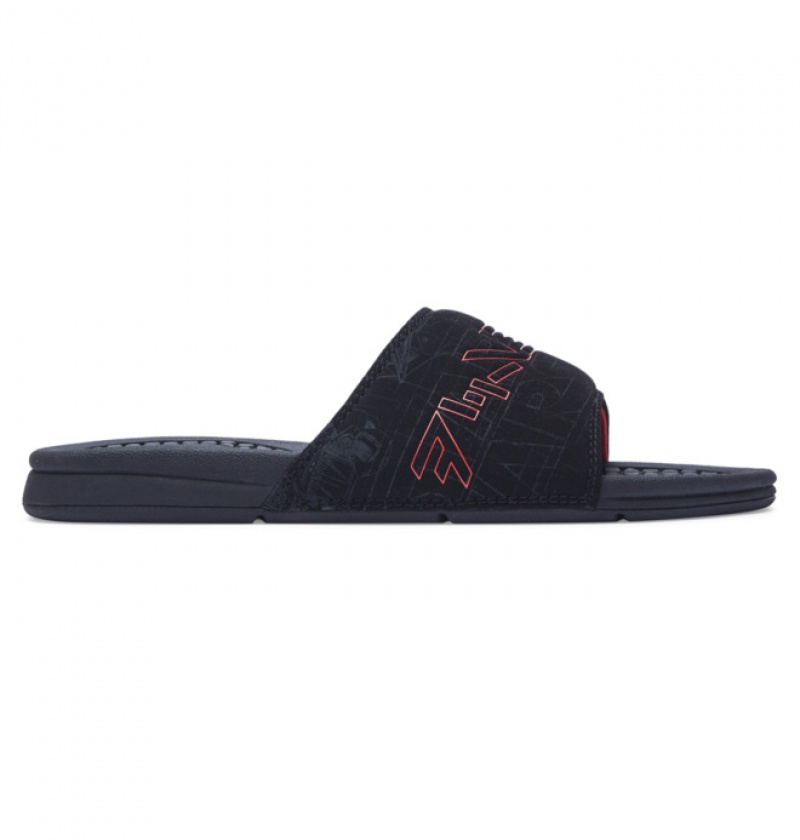 Hombre Chanclas DC Shoes Bolsa Negras Negras Rojas | FBO-607152