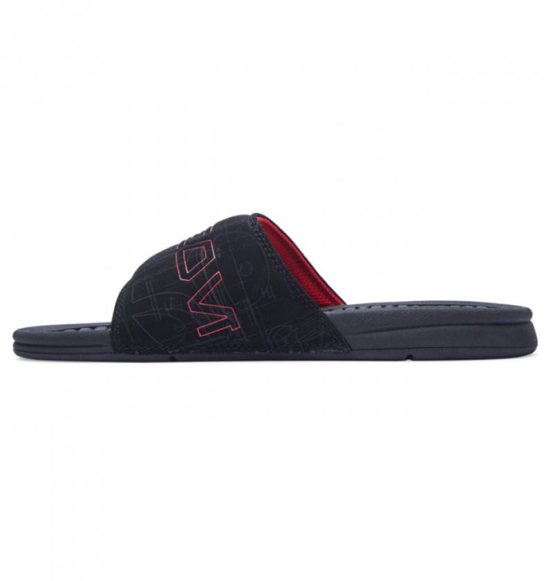 Hombre Chanclas DC Shoes Bolsa Negras Negras Rojas | FBO-607152