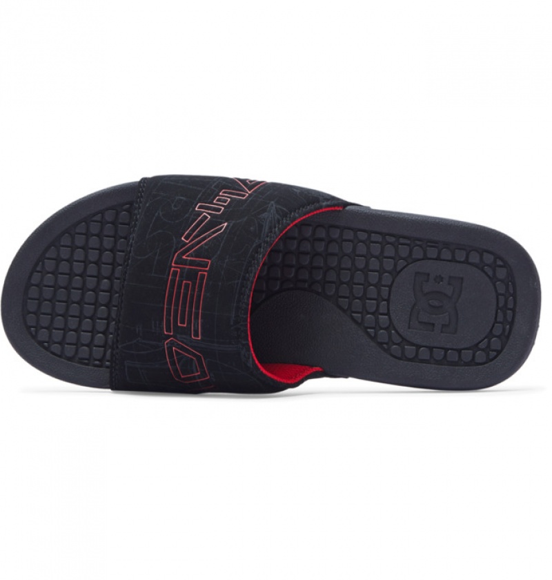 Hombre Chanclas DC Shoes Bolsa Negras Negras Rojas | FBO-607152