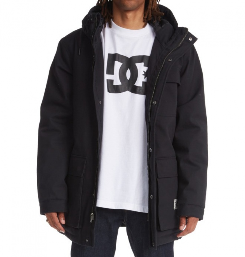 Hombre Chaquetas DC Shoes Canondale S Kapucí Parka Negras | XIG-437206