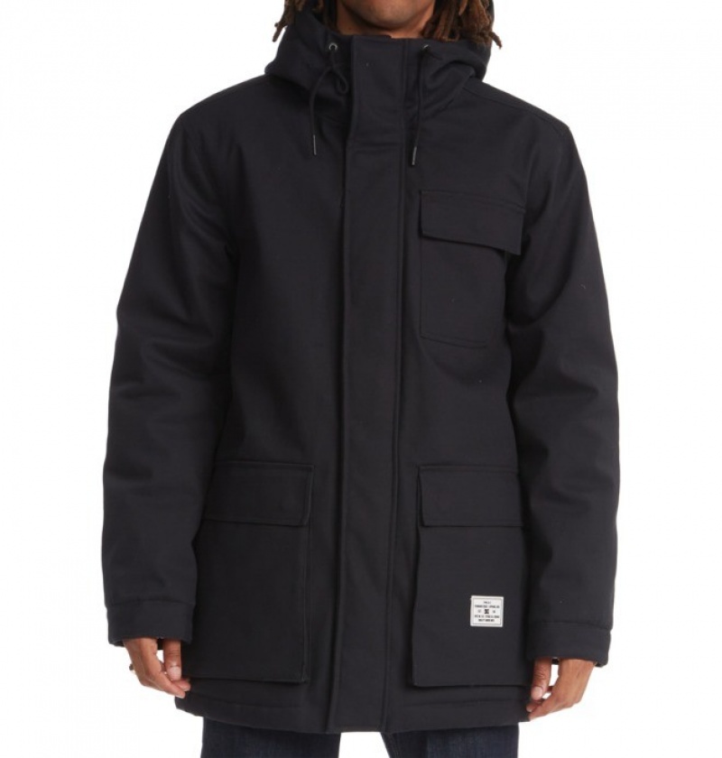 Hombre Chaquetas DC Shoes Canondale S Kapucí Parka Negras | XIG-437206