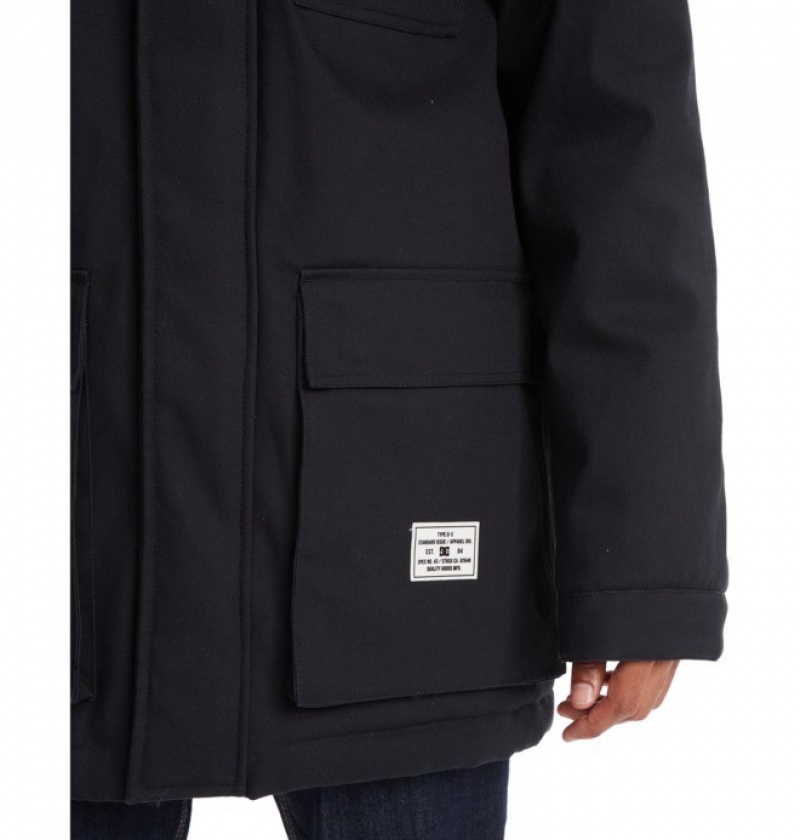 Hombre Chaquetas DC Shoes Canondale S Kapucí Parka Negras | XIG-437206