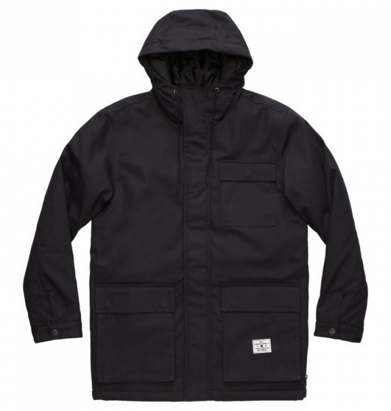 Hombre Chaquetas DC Shoes Canondale S Kapucí Parka Negras | XIG-437206