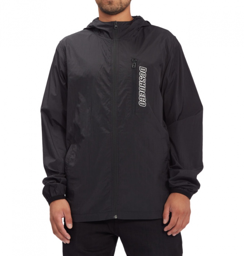 Hombre Chaquetas DC Shoes Dagup Pack Vody-Resistant Windbreaker Negras | UMQ-035784