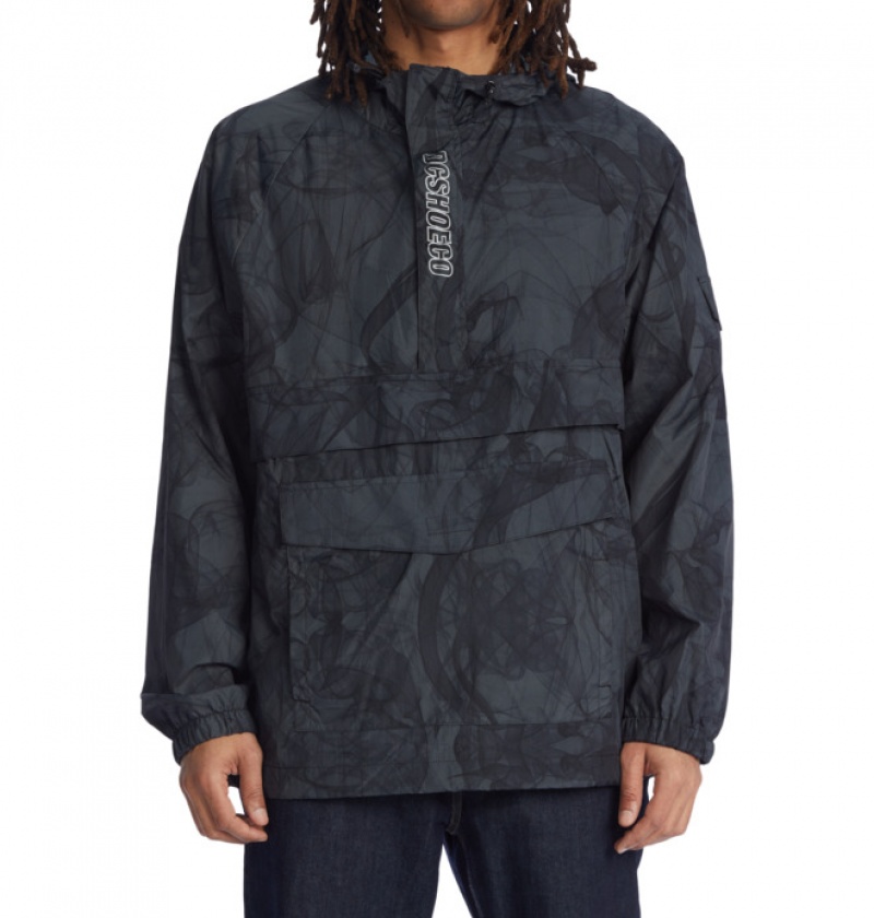 Hombre Chaquetas DC Shoes The Ramble Printed Anorak Vody-Resistant Windbreaker Gris Oscuro | ERM-620178