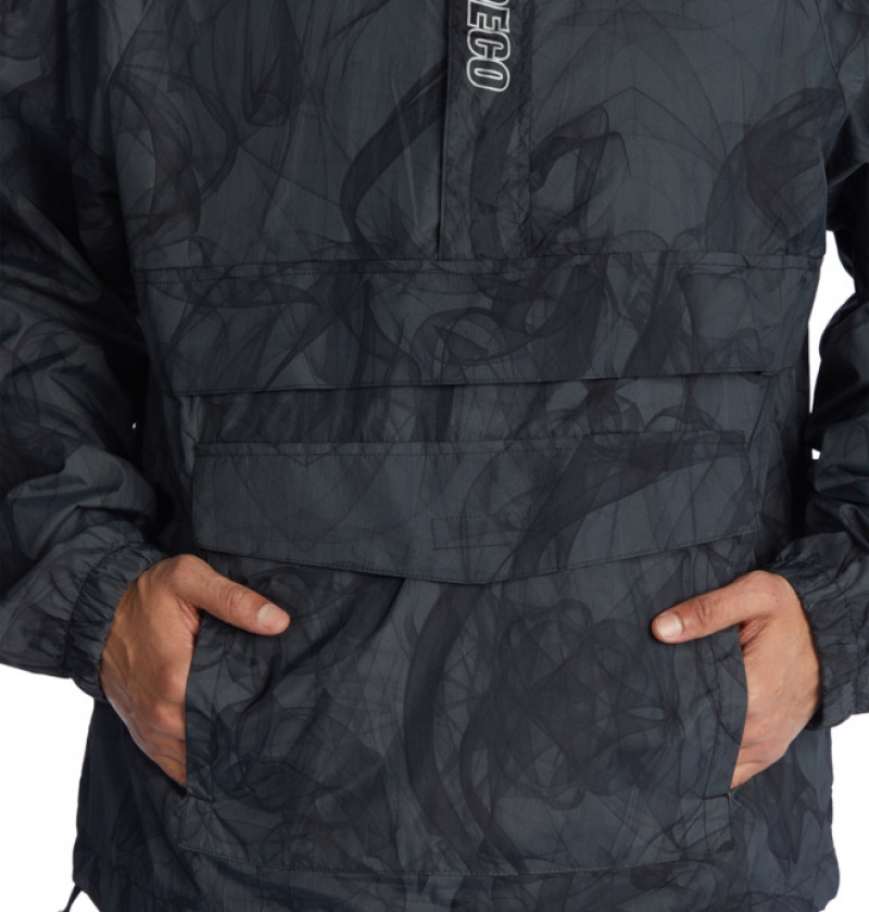 Hombre Chaquetas DC Shoes The Ramble Printed Anorak Vody-Resistant Windbreaker Gris Oscuro | ERM-620178