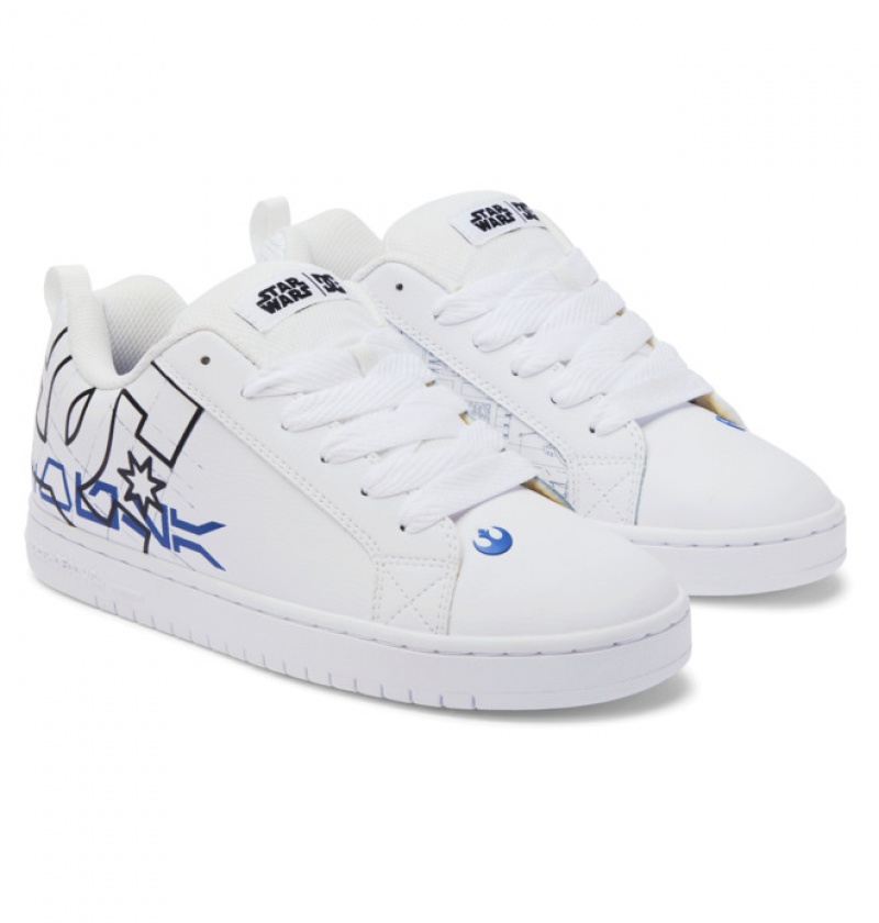 Hombre Court Graffik DC Shoes Blancas Azules | SEL-824091