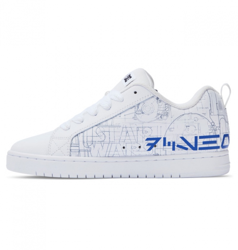 Hombre Court Graffik DC Shoes Blancas Azules | SEL-824091