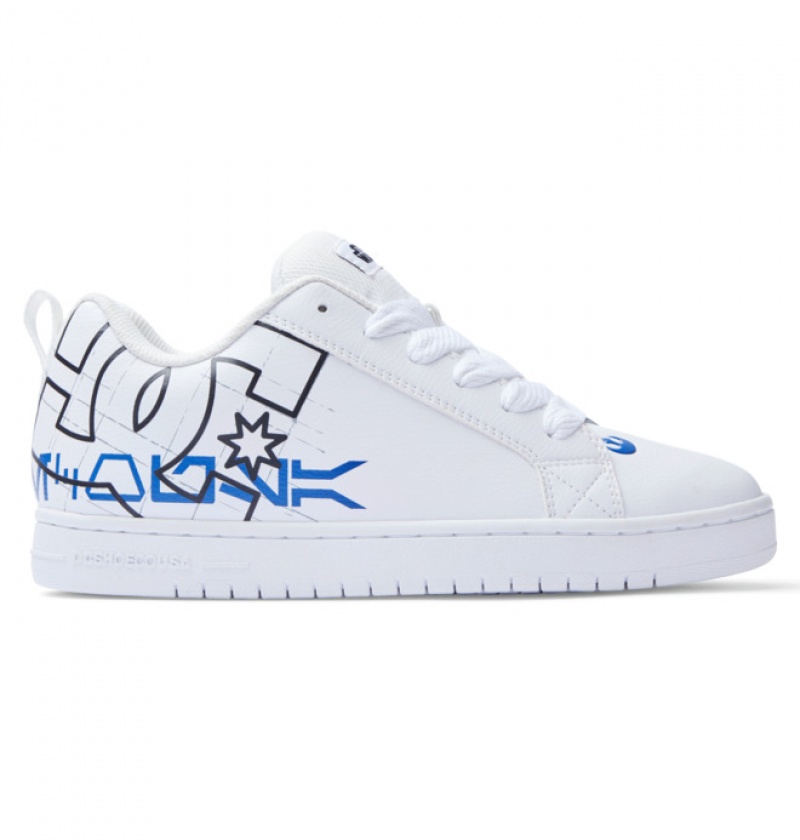 Hombre Court Graffik DC Shoes Blancas Azules | SEL-824091