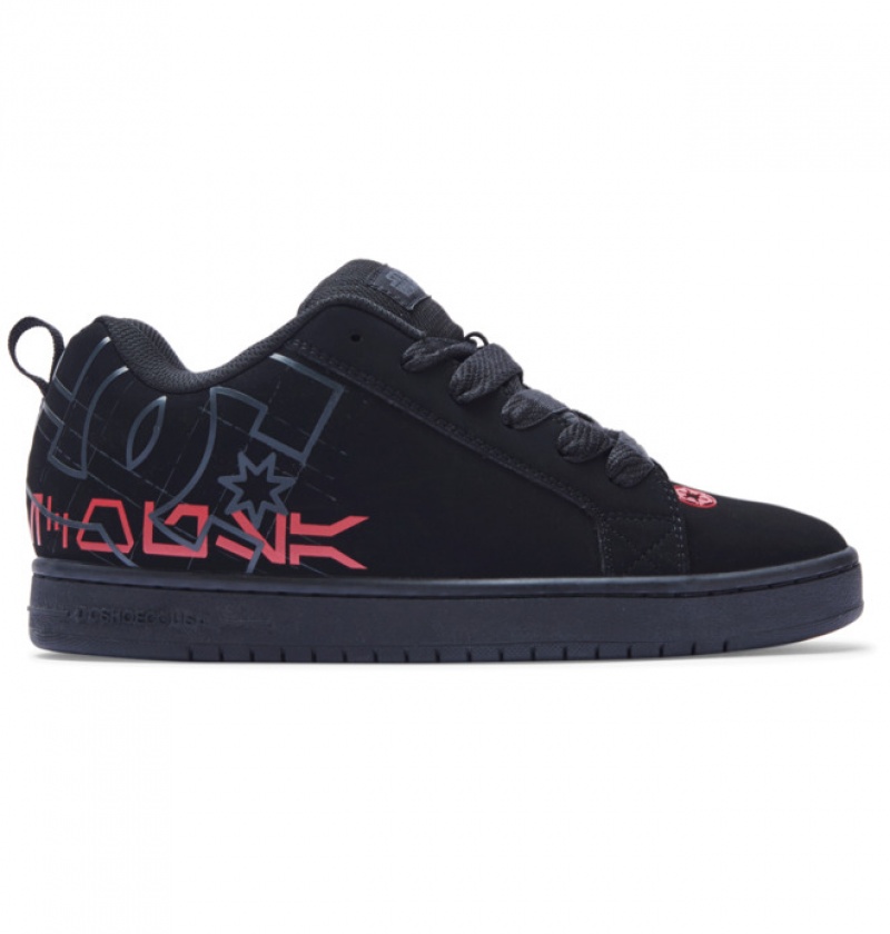 Hombre Court Graffik DC Shoes Negras Gris Rojas | DXA-542068