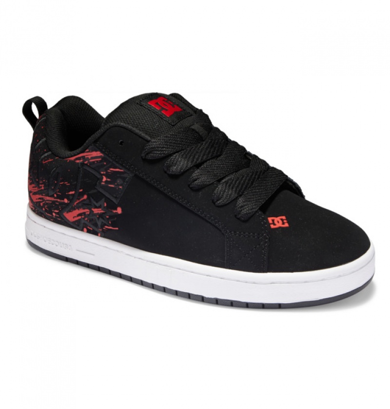 Hombre Court Graffik DC Shoes Negras Rojas Negras | IET-352976