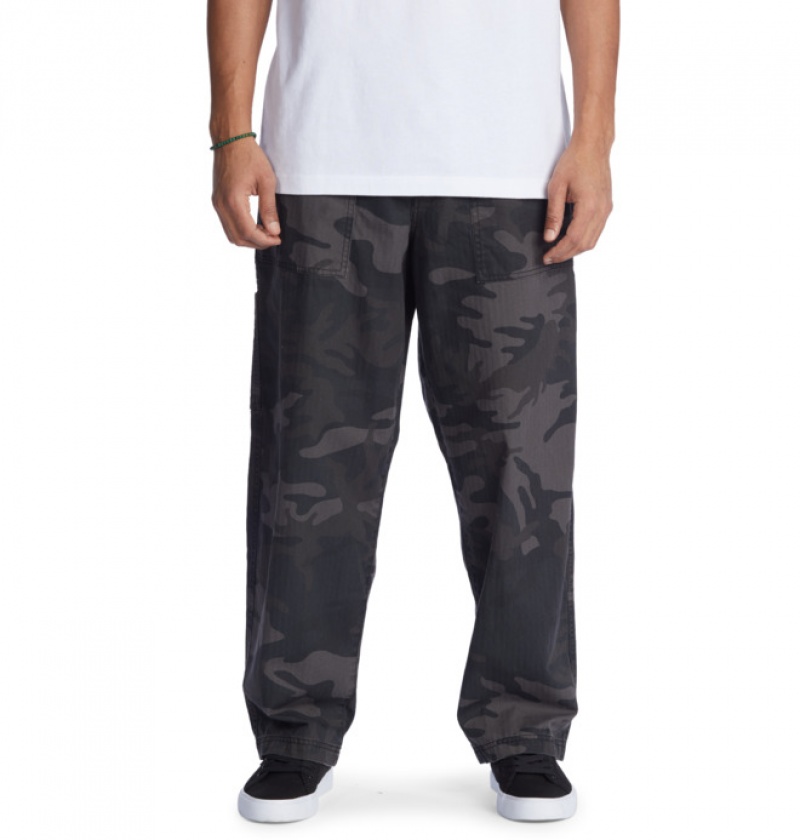 Hombre Pantalon DC Shoes Mechanic 3 Carpenter Negras Camuflaje | ZAJ-891240