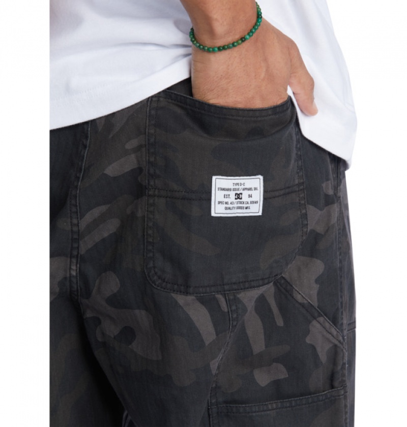 Hombre Pantalon DC Shoes Mechanic 3 Carpenter Negras Camuflaje | ZAJ-891240